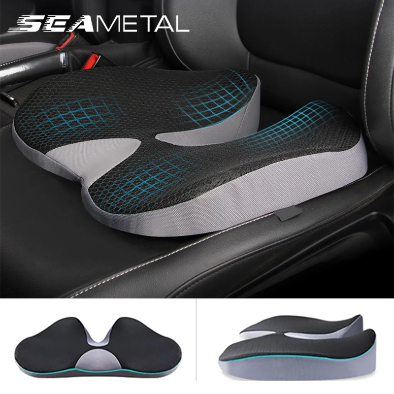 SEAMETAL Car Seat Cushion Ultra Soft 3D Memory Foam Auto Seat Cushion Breathable Washable Cover Universal Chair Pad for Office