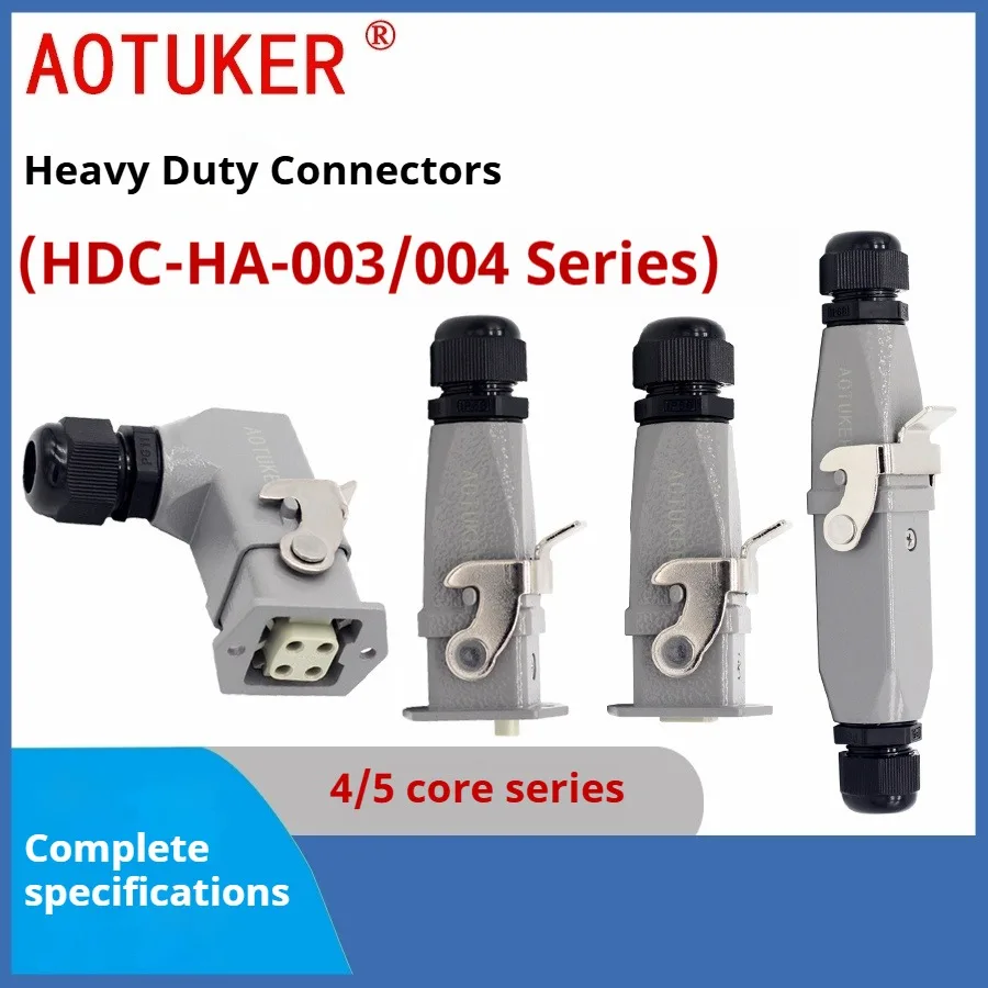 Heavy Load Connector 3/4/5 Core 10A HDC-HA-003/004 Aviation Plug Socket Butt H3A Rectangular Heat Flow Channel Industrial Plug