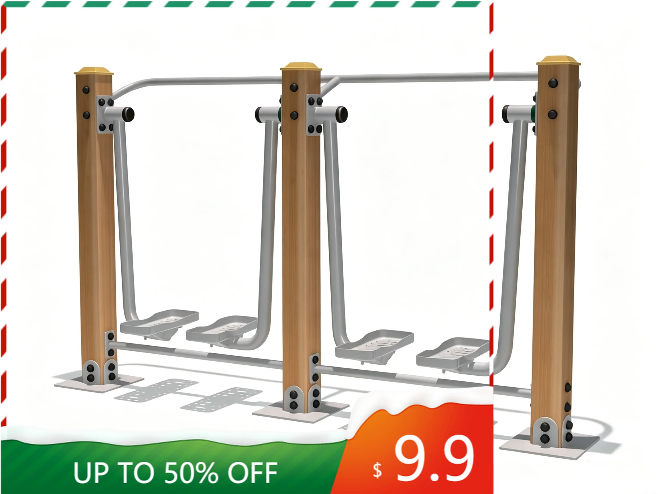 Durable Eco‑Friendly 2‑Person Steel Outdoor Fitness Machine for Public Park Community Leg Exercise