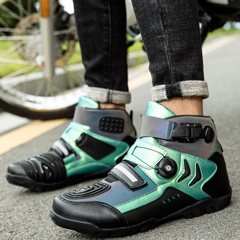 أحذية ركوب الدراجات النارية الواقية للجنسين، أحذية سباق جديدة للطرق الوعرة، أحذية ركوب الدراجات مضادة للانزلاق وقابلة للتنفس