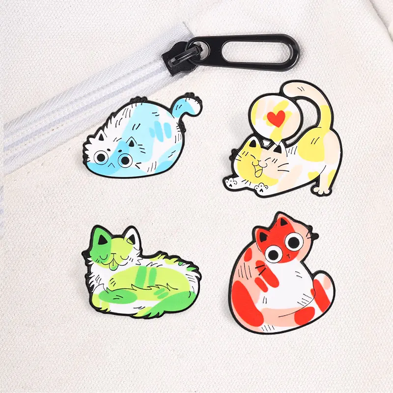 Lustiges Emaille-Abzeichen mit Regenbogenkatze, bunte Kätzchen-Kollektion, Metall-Pin-Accessoire für Hut, Tasche, Dekoration, Geschenk für Freunde – Detail 5