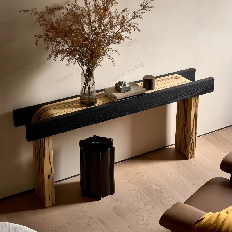 Medieval style solid wood table  decorative table light luxury retro style art wood grain table
