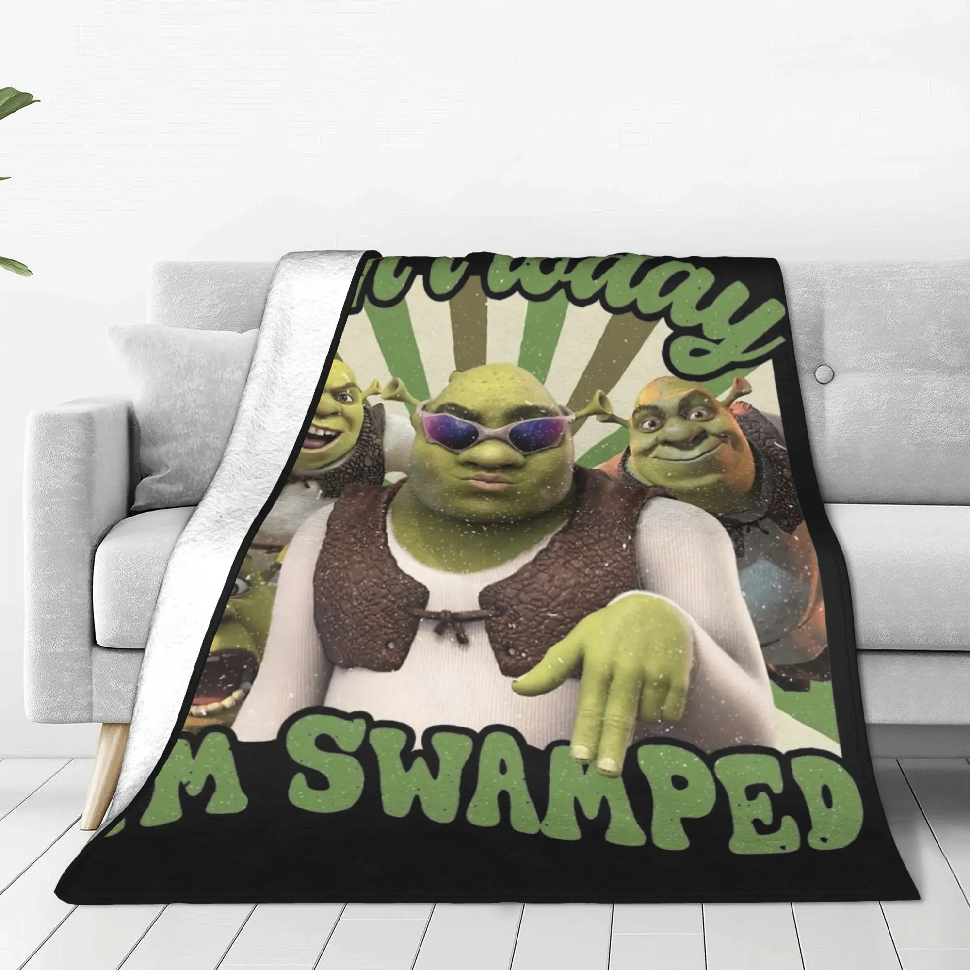 

Vintage Shreks Can't Today I'm Swamped Gift Blanket For Men Women Warm Cozy Fluffy Throw Blankets for Bed Multiple Sizes