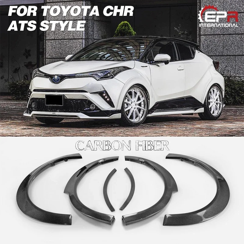 CHR ATS Style Carbon Fiber Wide Fender Set 6pcs (10mm wider & 15mm lowered) Fibre Wheel Flare Arch Cover For Toyota 2017 On CH-R