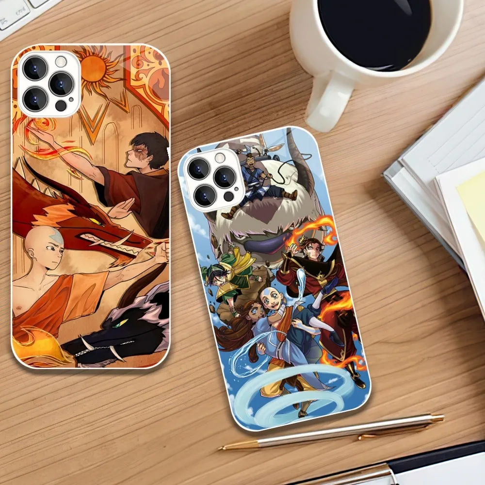 Cartoon Avatar The Last Airbender Phone Case For iphone Tempered Glass 11 12 13 14 MAX XR Mini Pro Plus X XS Cover