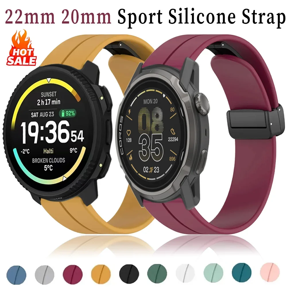22mm 20mm Sport Silicone Strap For Suunto Vertical 2/Race 2/Run CMF Watch 3-2-1 Pro Magnetic Bracelet COROS APEX 4 42mm/PACE 4 3