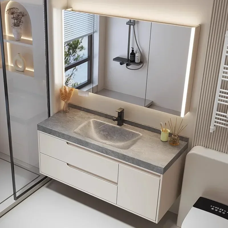 

Bathroom Vanity with Sink, Modern Floating Vanity with Soft Close Drawer, Large Storage for Small Space Slate Integrated Basin