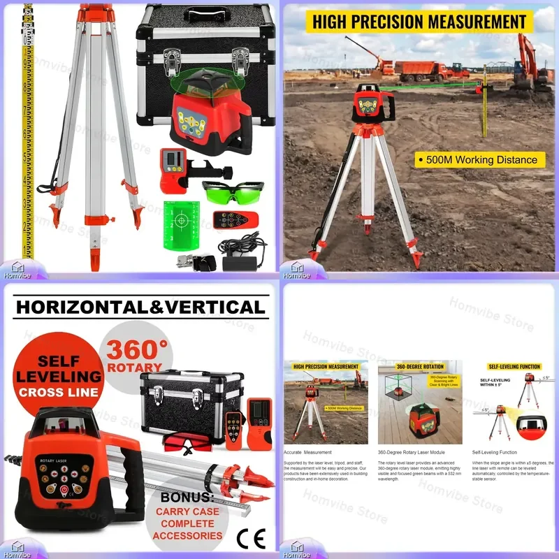 

Green Laser Level Self Leveling 500m Outdoor Indoor Construction Tool with Tripod for Home Renovation Furniture Assembly Wall