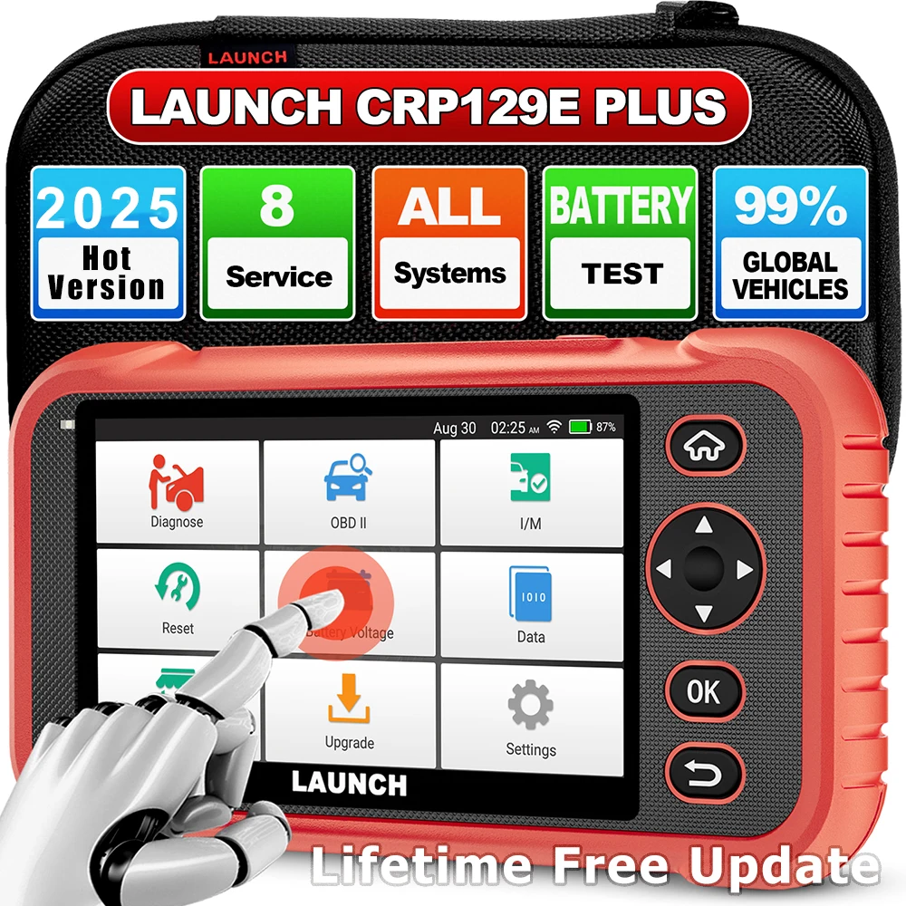 LAUNCH X431 CRP129E PLUS Car Full Systems EOBD OBD2 Scanner Diagnostic Tool 8 Reset Services Auto VIN Scan Battery Test Update