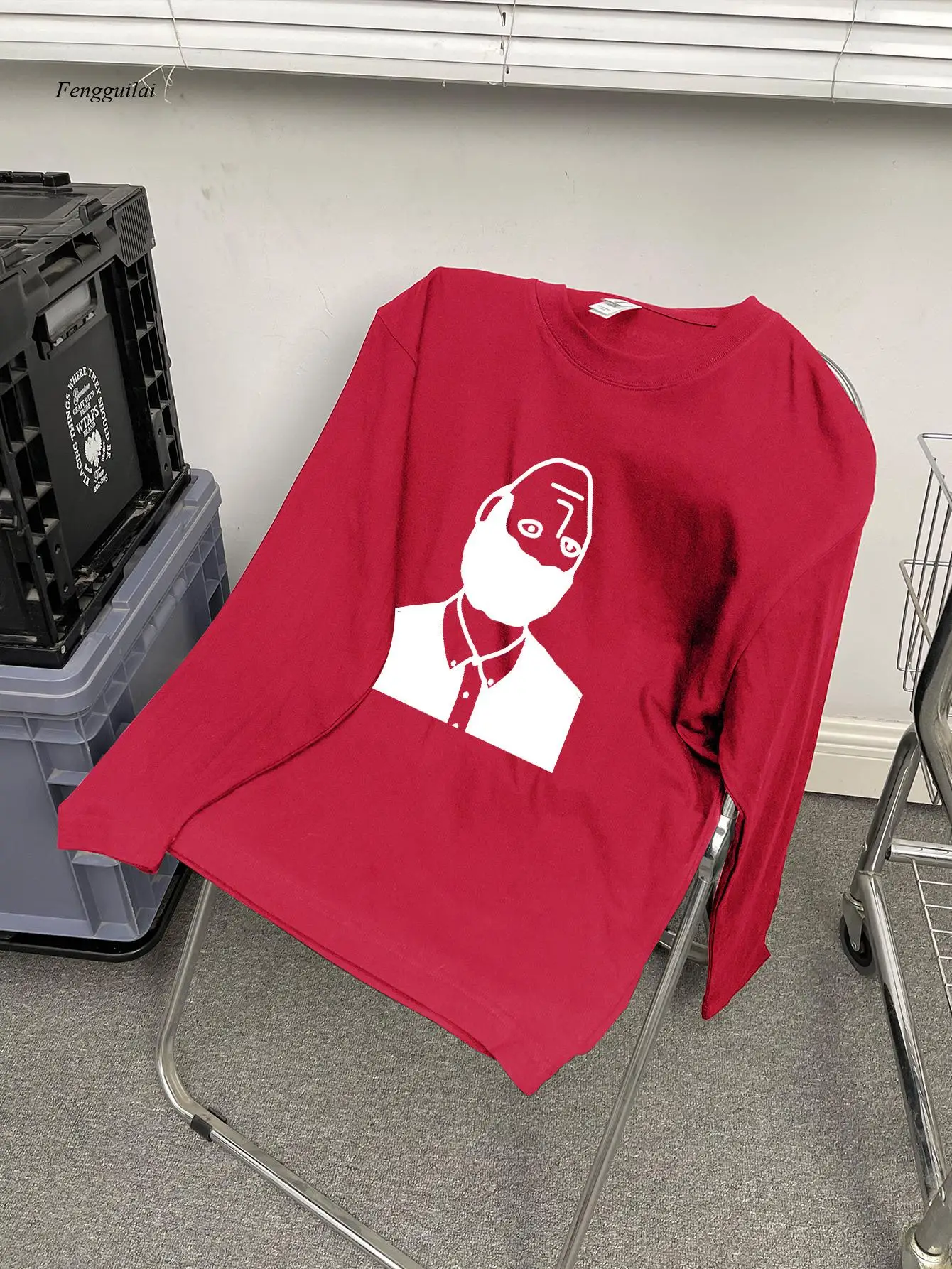 

Long Sleeve T-Shirt - Funny Beard Graphic, Soft Everyday Shirt for Fall/Winter, Casual Office & Party Attire - Machine Washable