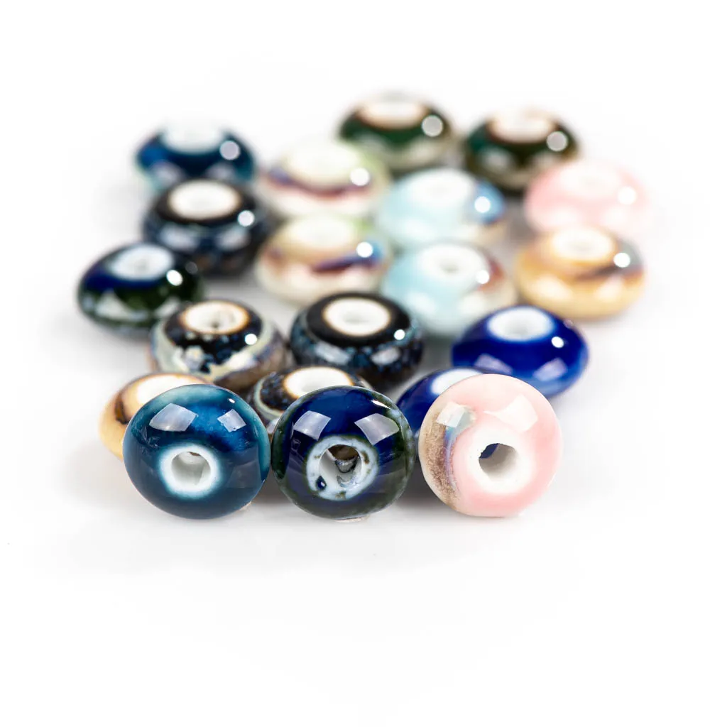 13mm 20pcs 여러 가지 빛깔의 반지 모양 세라믹 비즈 레트로 도자기 세라믹 쥬얼리 액세서리 쥬얼리 수제 # XN359