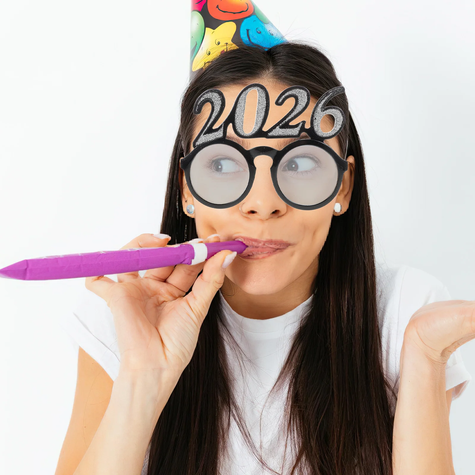 

4Pcs Happy New Year Glasses 2026 Round Lens Lightweight Festival Party Eyewear New Years Eve Props Novelty Fun Sunglasses