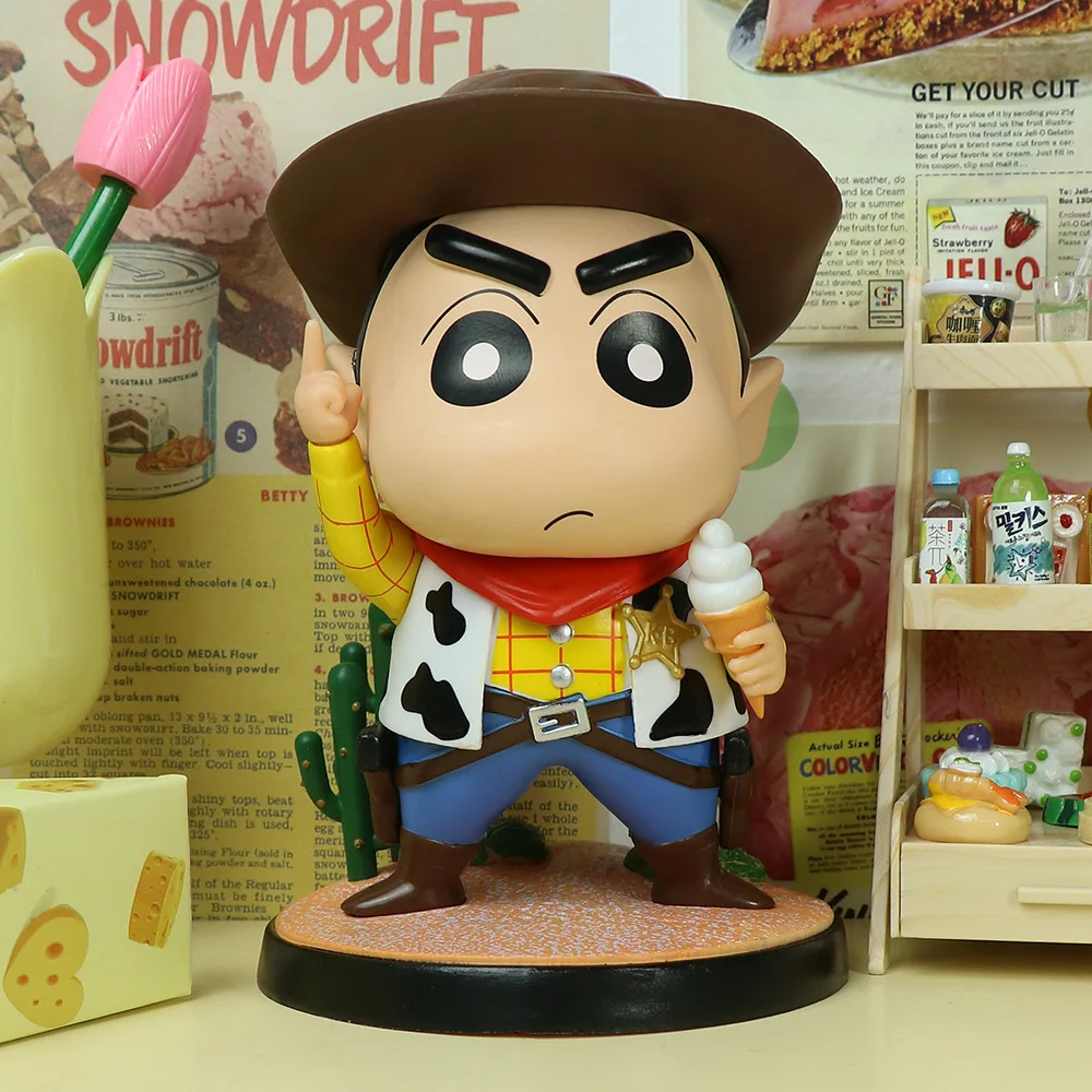 

MINISO High Quality GK Crayon Shin Chan COS Dick Cowboy Cactus Handmade Model Desktop Decoration Children's Birthday Gift