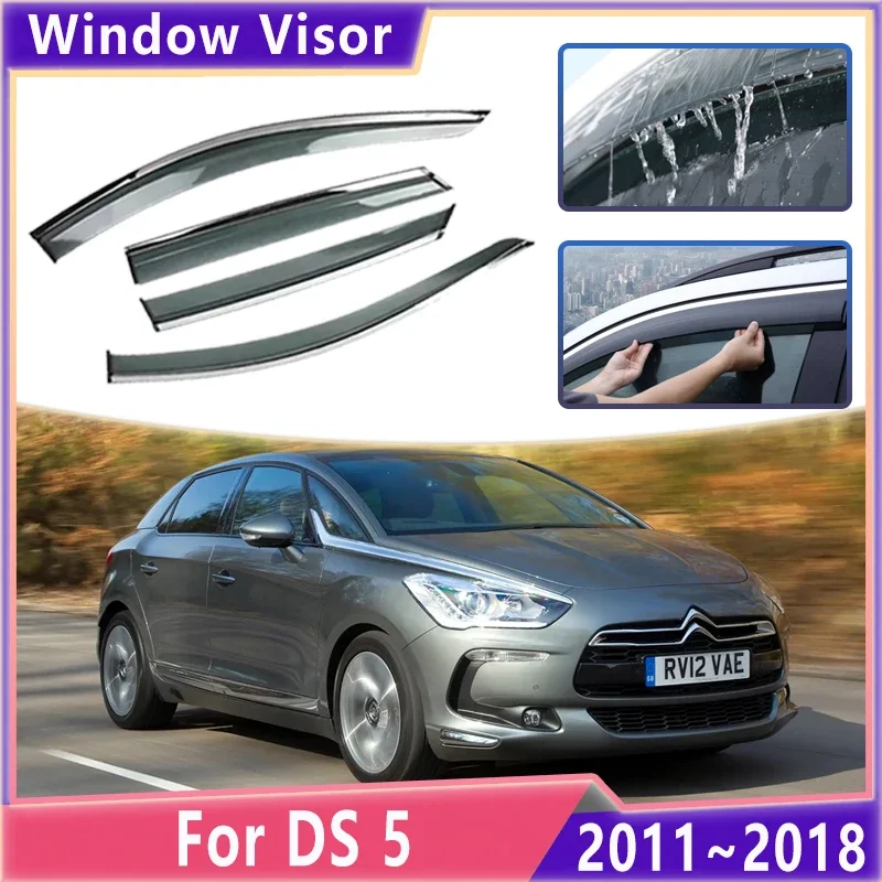 

Transparent Car Door Side Window Visor For Citroen DS5 DS 5 2011~2018 2015 2017 Rain Eyebrow Deflector Guards Cover Accessories