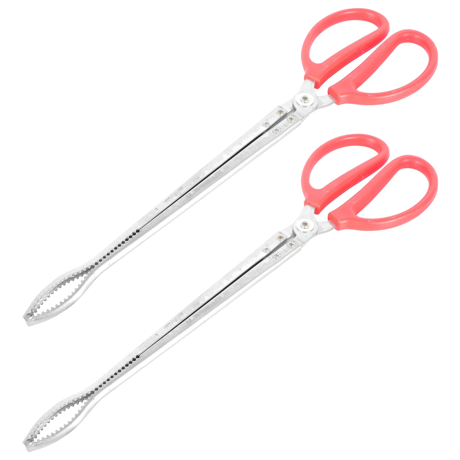 2 Pcs Trash Tongs Household Briquette Clamps Picking Tool Scissors Pliers Yard Garbage Red Litter Picker Trashing