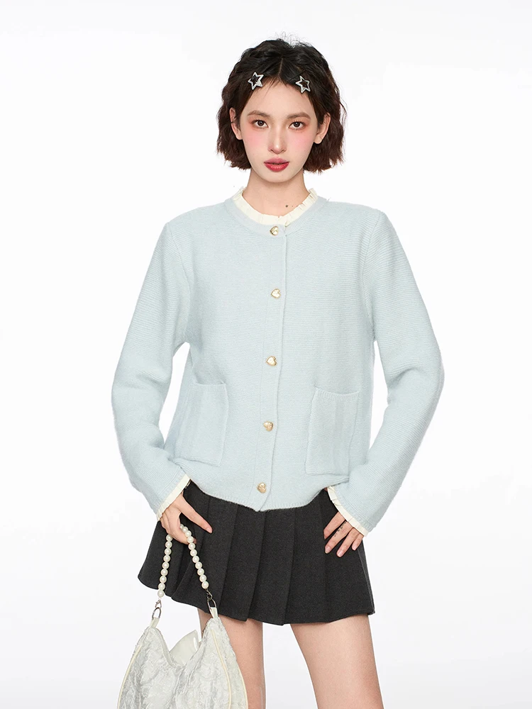 Women Knitwear 2024 Autumn Winter New Round Neck Long Sleeve Sweater Cardigan Fashion Casual Versatile Sweater Coat