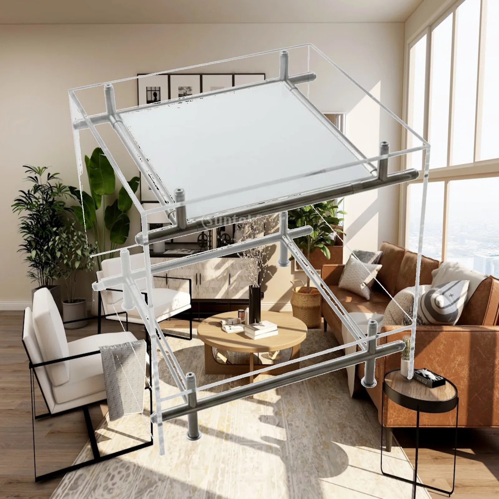 Elegant Acrylic Bar Trolley Cart with Wheels for Living Room Side Table and Storage Rack