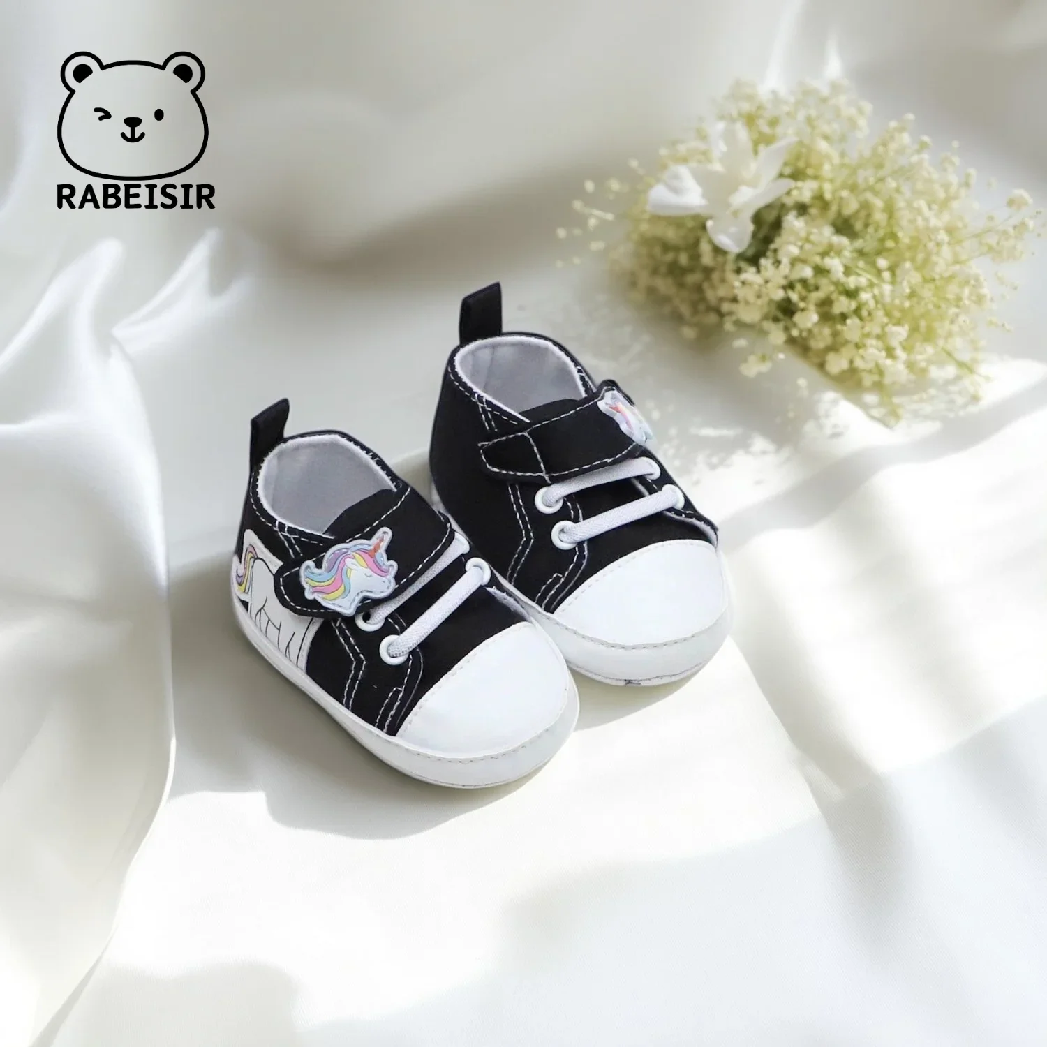 

RABEISIR детская обувь, парусиновая обувь, детская прогулочная обувь для детей 6-12-18 месяцев, противоскользящая дышащая модель единорога