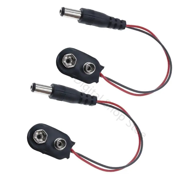 96BA 9V Battery Pigtail With Distinct Wire , 2-Contact 2 Piece I Type/T Type for Building Battery Wiring or Repairing Battery