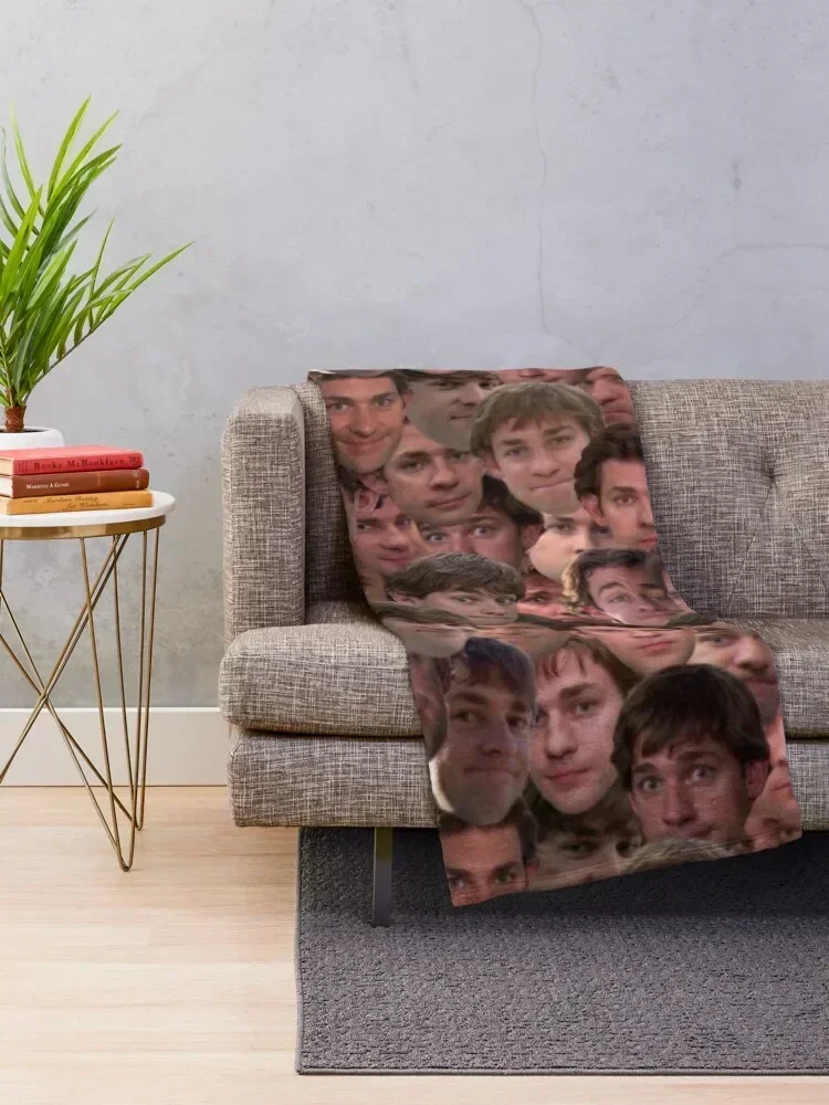 The Many Faces of Jim Halpert - Mashup Throw Blanket Thermals For Travel Retros Picnic Blankets