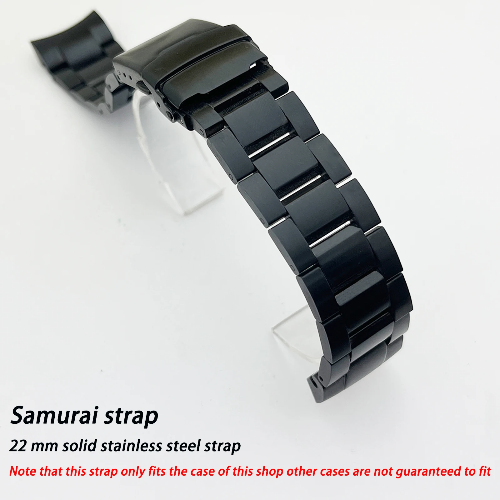 Black NH35 Case Samurai Case Gold Bezel Stainless Steel Solid Strap Sapphire Mirror Watch Case