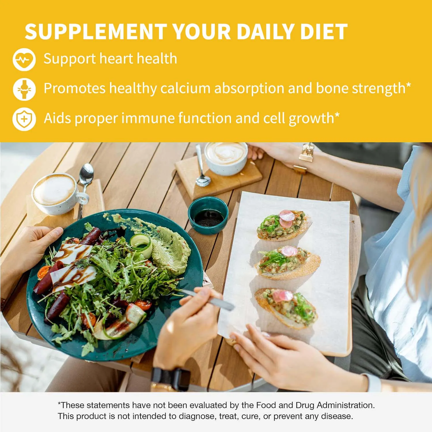 Vitamin D3 K2 MK‑7 Supplement, Nutrient Support for Bone Wellness, Teeth, Heart Health & Immune Function 120 Capsules
