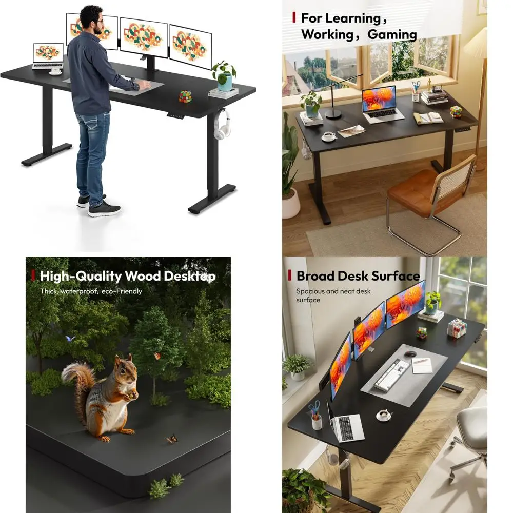 مكتب قائم مريح قابل للتعديل، 79 بوصة × 32 بوصة، تحكم بـ 6 أزرار، لوحة ربط متضمنة #1