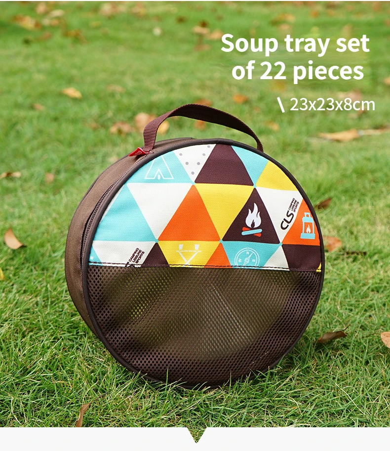 22-teiliges tragbares Camping-Essgeschirr-Set, Outdoor-BBQ-Geschirr, Töpfe, Schüsseln und Teller für Camping und Kochen unterwegs – Detail 6