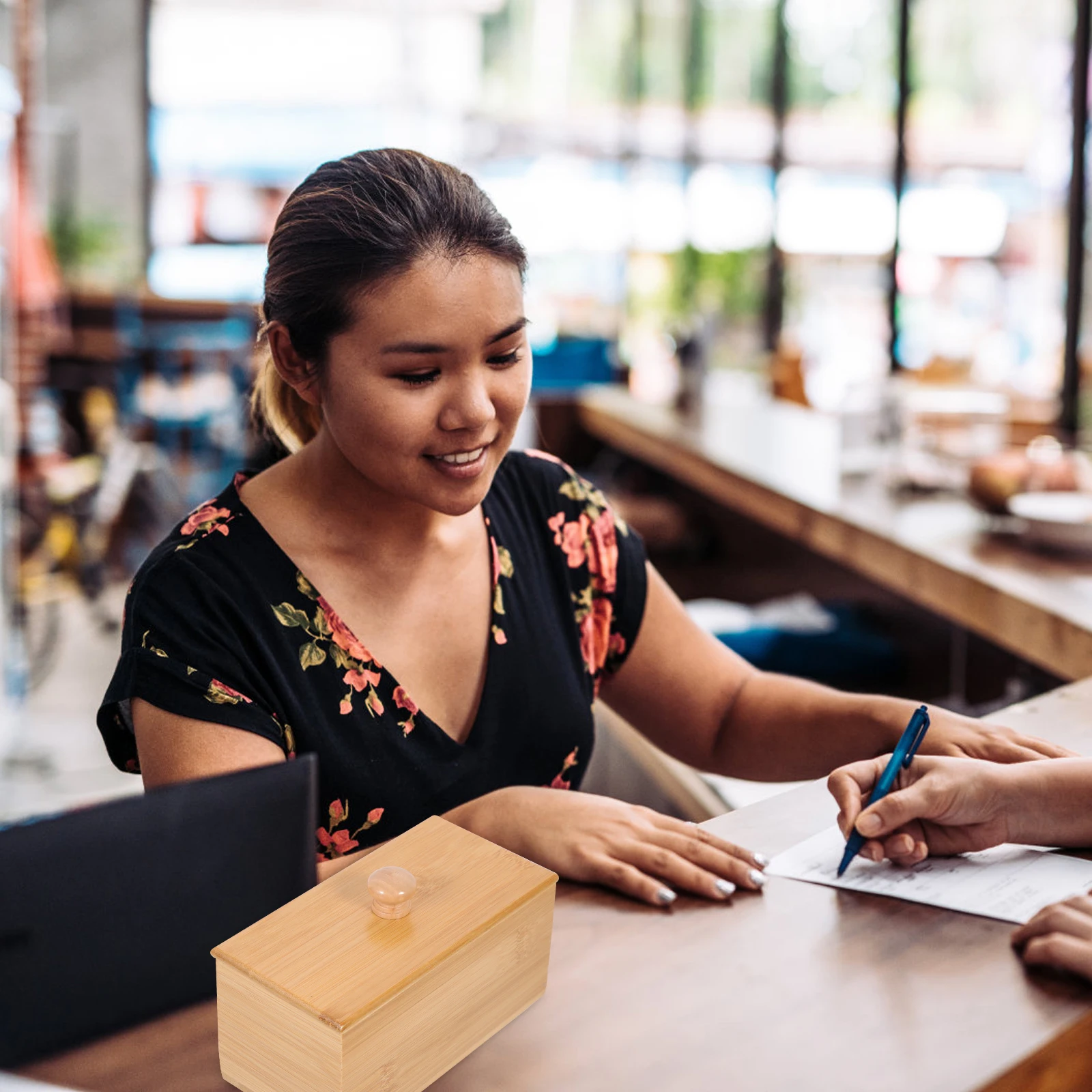 

Bag Organizer Bamboo Coffee Sugar Bag Case With Lid Storage Box For Tea Bags Two Grids Tea Case Portable Sugar Packet
