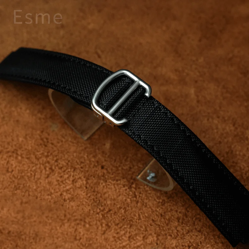 Per Cartier Ballon Bleu WSBB0015 Cinturino per orologio in tela di nylon serie Black Bay con accessori per orologi con bracciale con interfaccia convessa