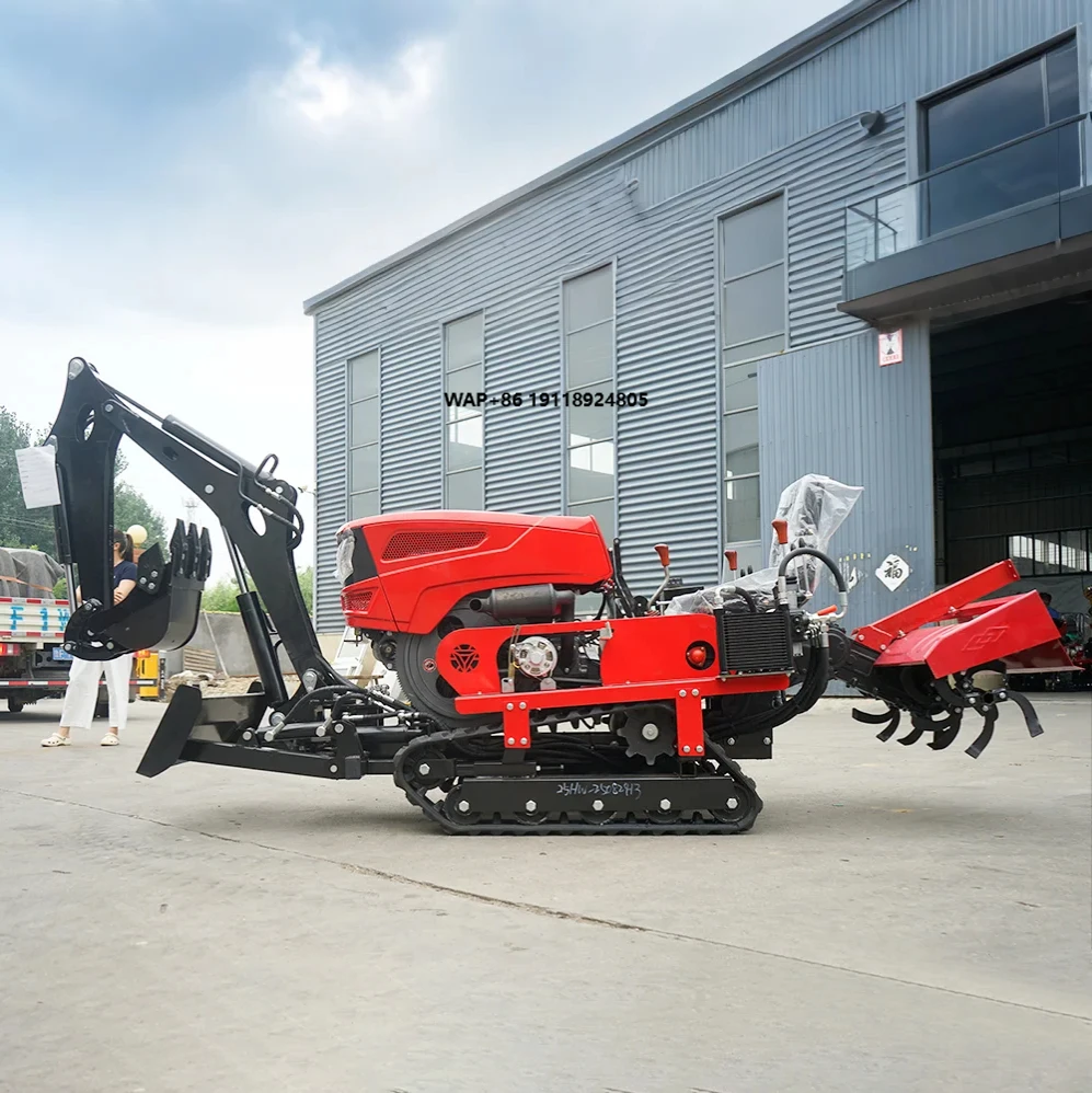 New Multi Functional Crawler Micro Tiller Self Propelled Rotary Tiller Ditching Small Agricultural Field Crawler Tractor