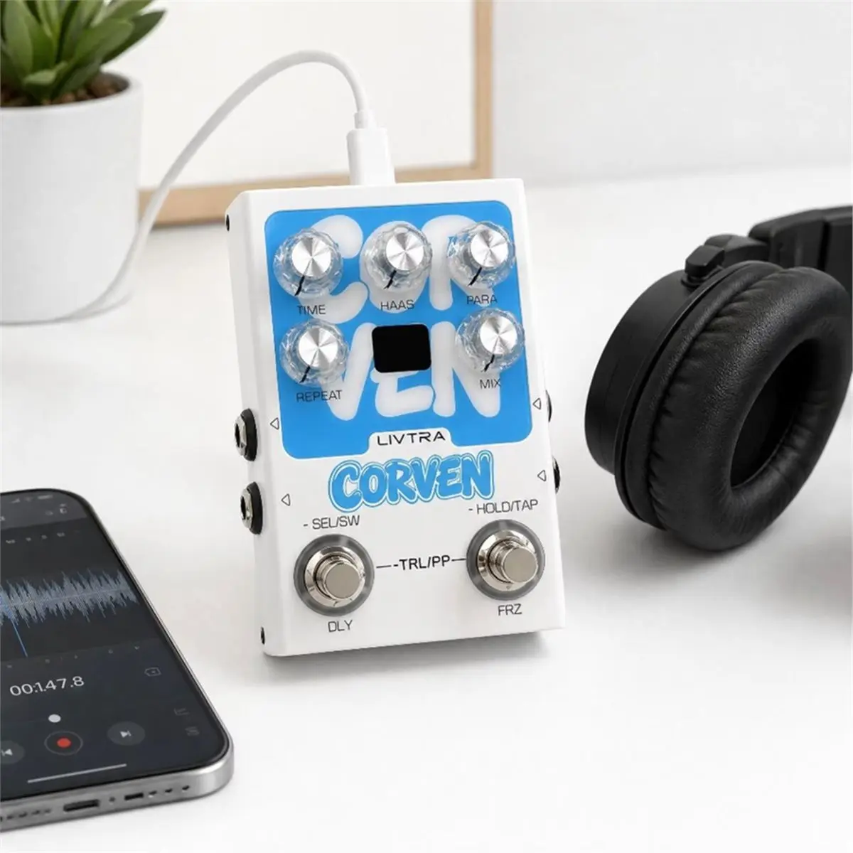 Педаль эффектов стерео-дилэй B72ABG, 9 алгоритмов, True Stereo I/O, Tap Tempo + Freeze, USB-запись для сцены и студии