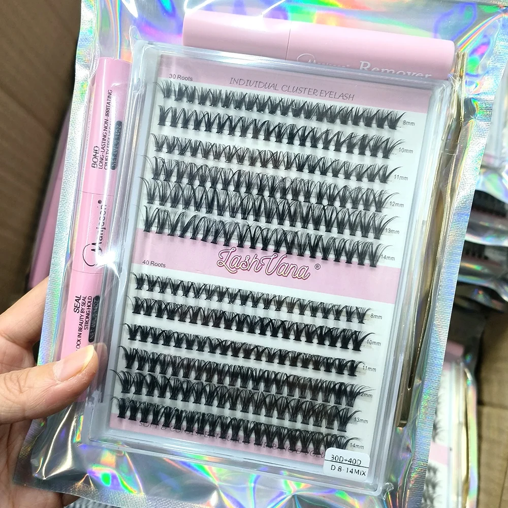 DIY Cluster Segment Lashes 30D 40D 50D C D Curl Cluster Lashes 8-16mm DIY Lash Extension Kits