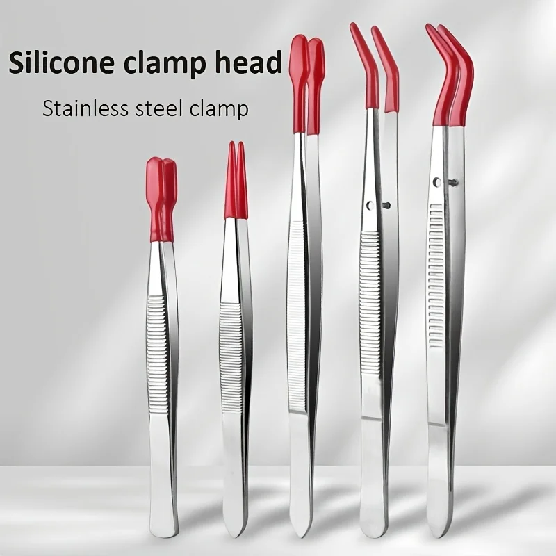 Stainless Steel Tweezers Stainless Steel Plastic-Coated Tweezers For Eyelash Extension Assistance Coin Clips Stamp Clips Tool
