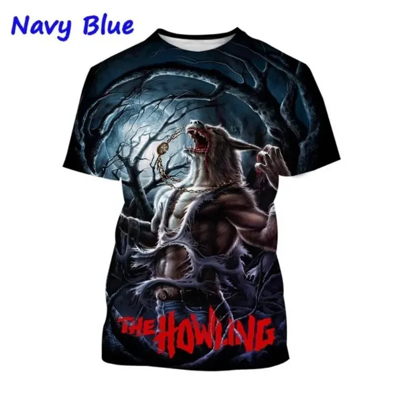 Werewolf 3D Print T-Shirts Streetwear Men Horror Movie The Howling Oversized O-Neck Short Sleeved T Shirt Tee Tops Clothing