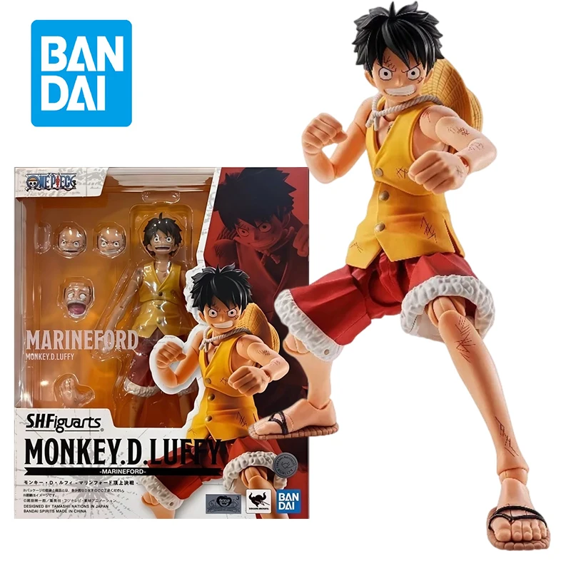 Figura de Acción Articulada Original de Bandai SHFiguarts, One Piece, Monkey D. Luffy, Arco de Marineford, Regalo Coleccionable con Caja Original