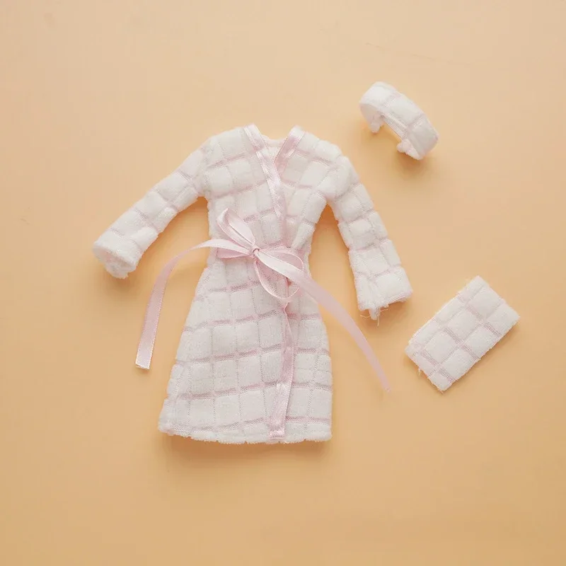 New 1/6 Doll Clothes Fashion Bathrobe Headband Towel Set Toys Accessories Girls Gifts