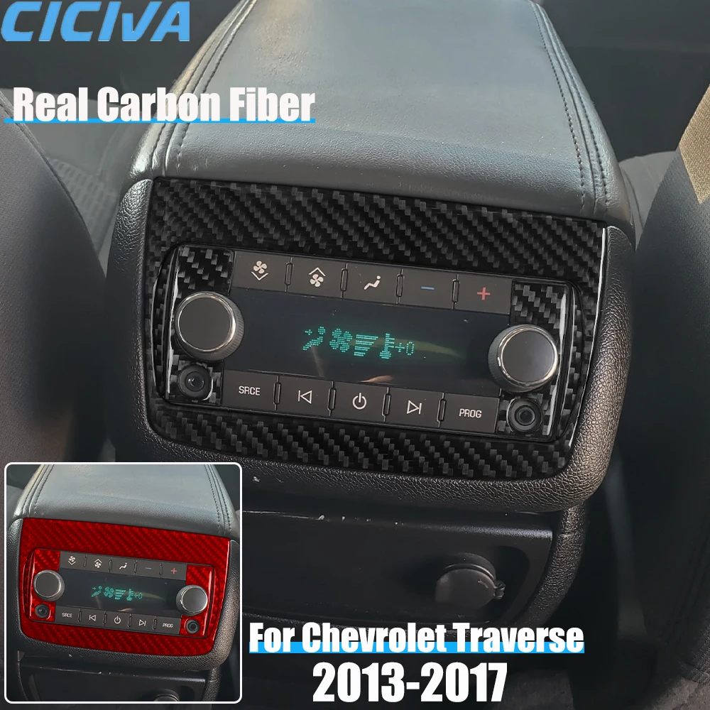 

Real Carbon Fiber Car Accessories Rear Center Console Set Cover Soft Sticker For Chevrolet Traverse 2013 2014 2015 2016 2017