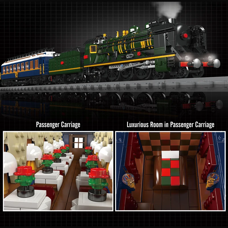 MOULD KING 12025 Technical Remote Control Orient Express Set French Railways SNCF 231 Steam Locomotive Building Blocks Toy Set