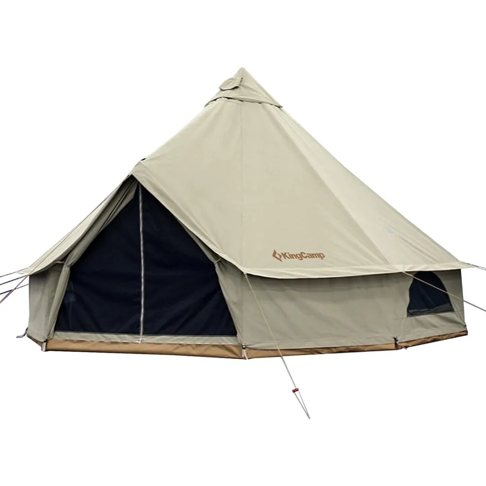 

Canvas Bell Tent for Camping, 4 Seasons 13.2ft/16.4ft Camping Yurt Tent, w/Stove Jacks, Luxury Glamping Waterproof