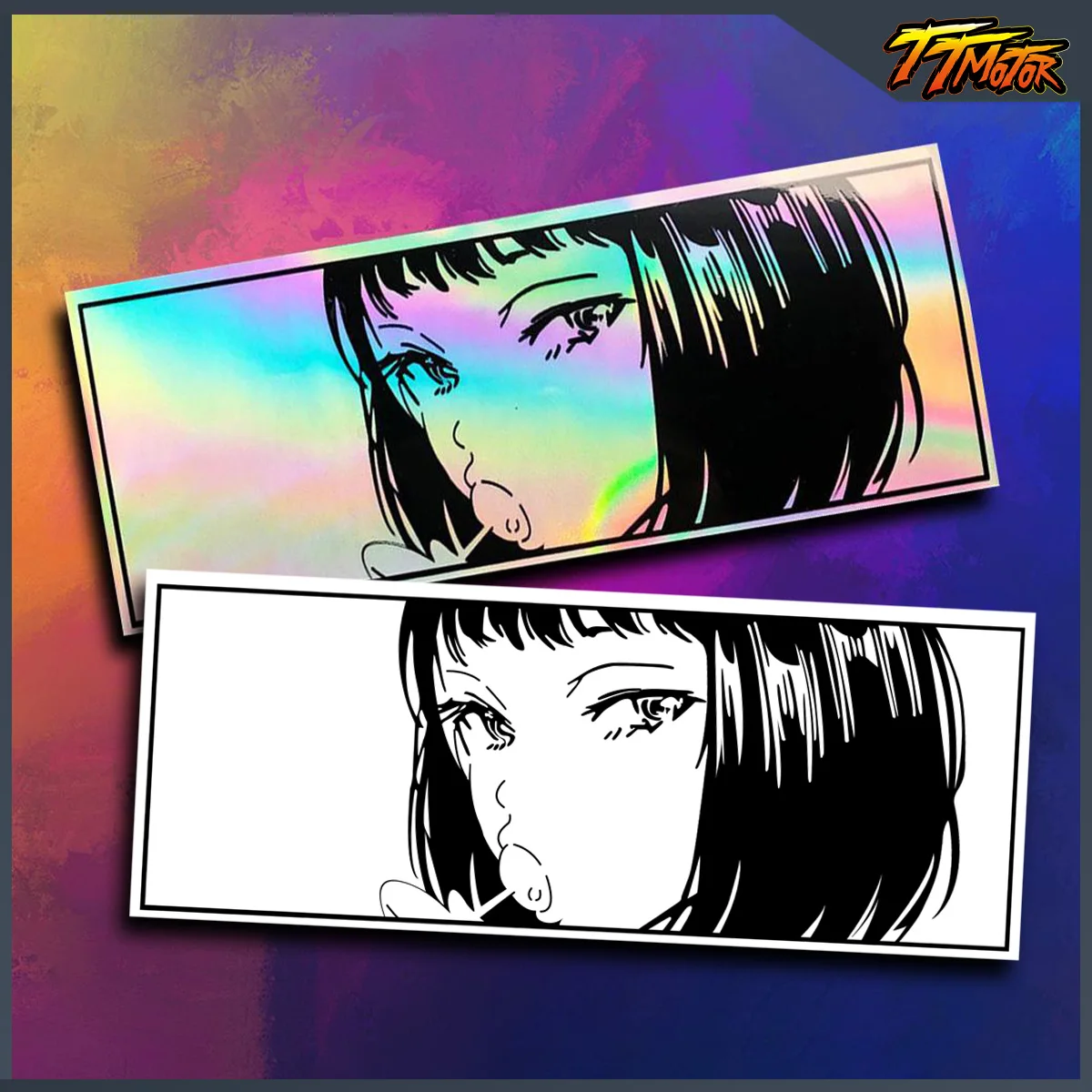 

JDM Anime Cartoon Girl Laser Reflective Viny Stickers Motorcycle Accessories Decal For VOGE Kawasaki Yamaha BMW Honda CFMOTO KTM