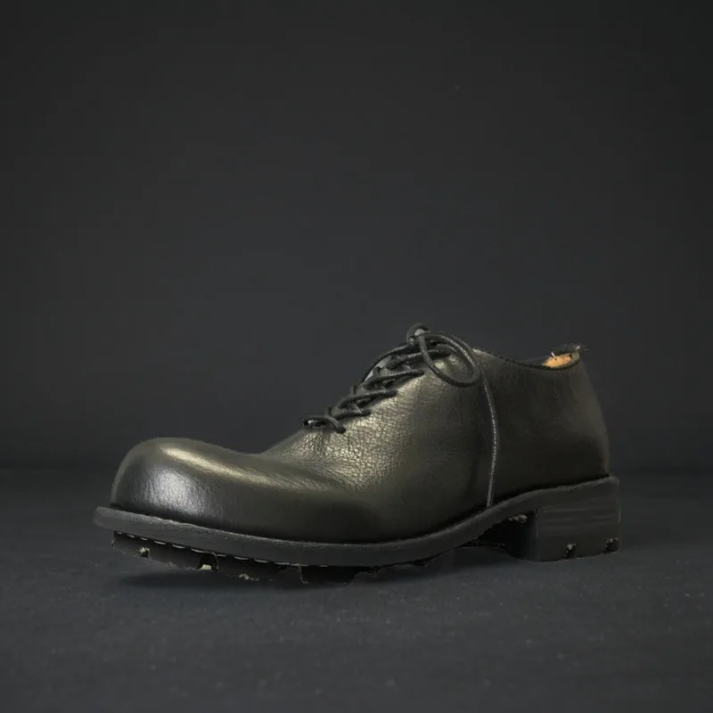 

Handmade Washed Vintage British Ankle Boots Men's Shoes Fashion Cowhide Motorcycle Genuine Leather Thick Sole Male Boots