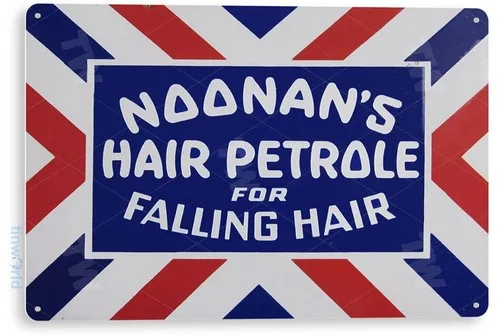 TIN SIGN Noonan;s Hair Petrole Metal Décor Store Barber Style Cut Shop B073