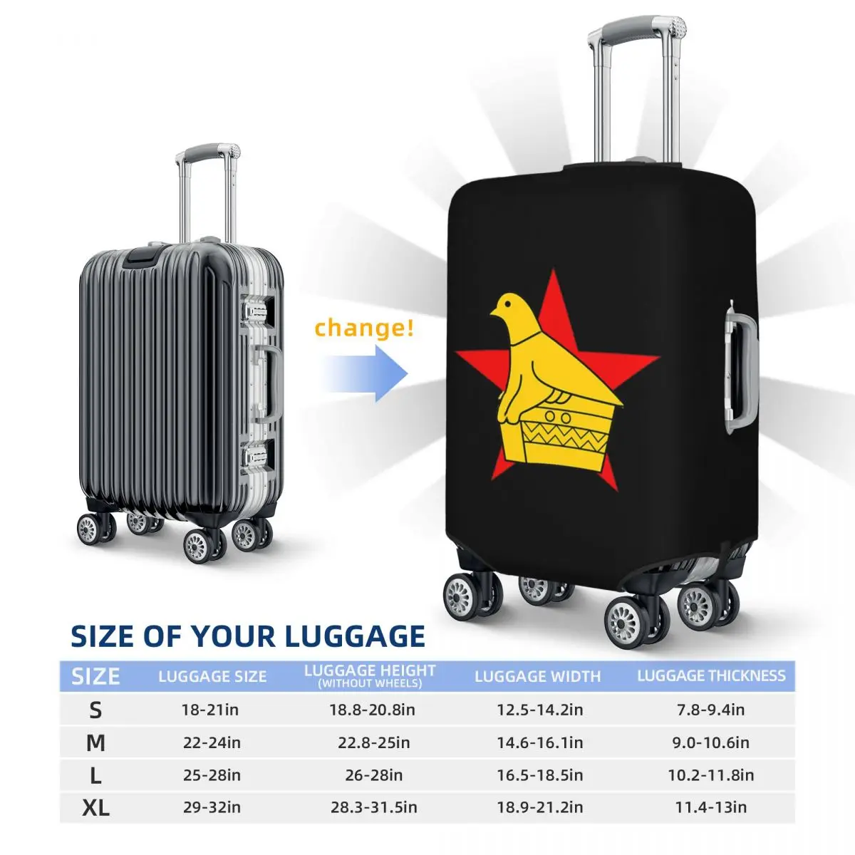Simbabwe Cricket Board Custom Aufkleber Koffer Abdeckung Schutz elastische Reisegepäck Schutz Abdeckungen für 18-32 Zoll