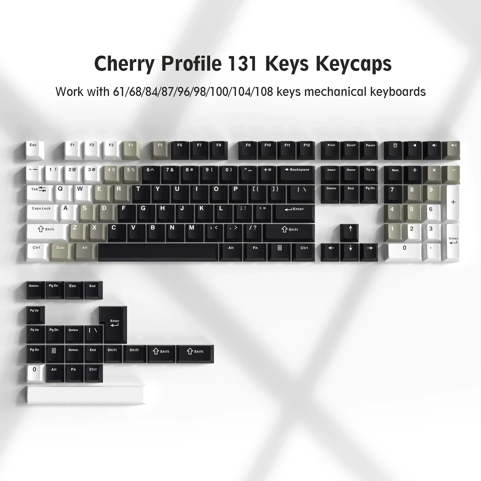 131 Keys DYE-Sub Custom Cherry Profile Keycaps for 60% 65% 70% 100% Cherry Gateron MX Switches Mechanical Keyboard