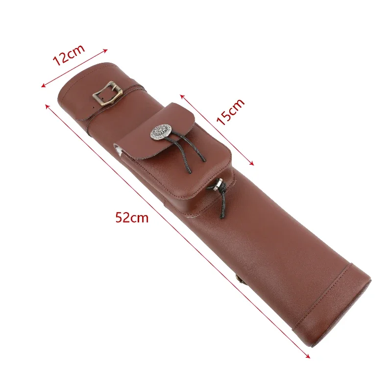 1pc Archery Arrow Quiver Brown Cowhide Quiver Back Side Holder Bag with Braces for Archery Hunting Shooting Outdoor