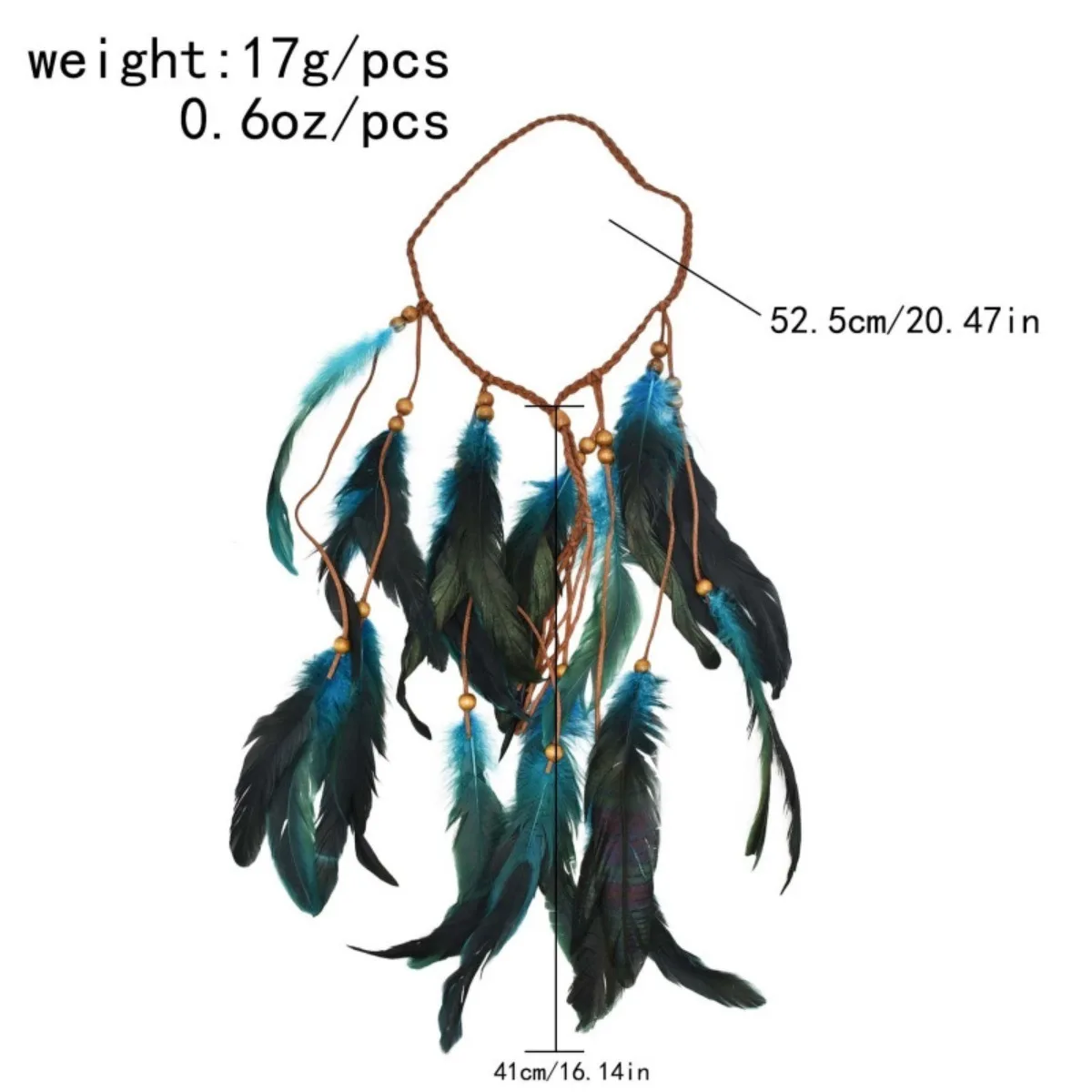 Bohemian Feather Headband with Beads, Adjustable Hippie Hairband, Stylish Boho Hair Accessory for Festivals, Cosplay & Parties view 4