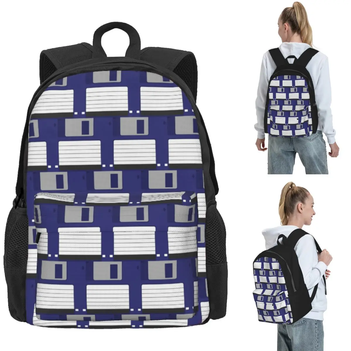 Floppy Disk Rucksack, Tagesrucksack, große Kapazität, Kinder-Büchertasche, Schultasche, Umhängetaschen für Männer und Frauen