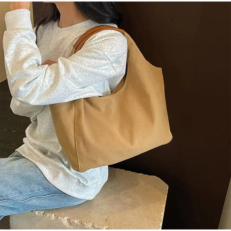 Koreanische Einfarbige Canvas-Handtasche mit Henkel, Damen-Schultertasche mit Großer Kapazität, Leichte Reise-Shopper-Tasche für den Täglichen Arbeitsweg – Detail 14