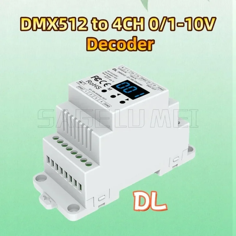 Skydance DL DMX512 Decoder to 4CH 0/1-10V With Digital Display Channels Dimmer Signal Converter For RGB/RGBW Led Light Strip